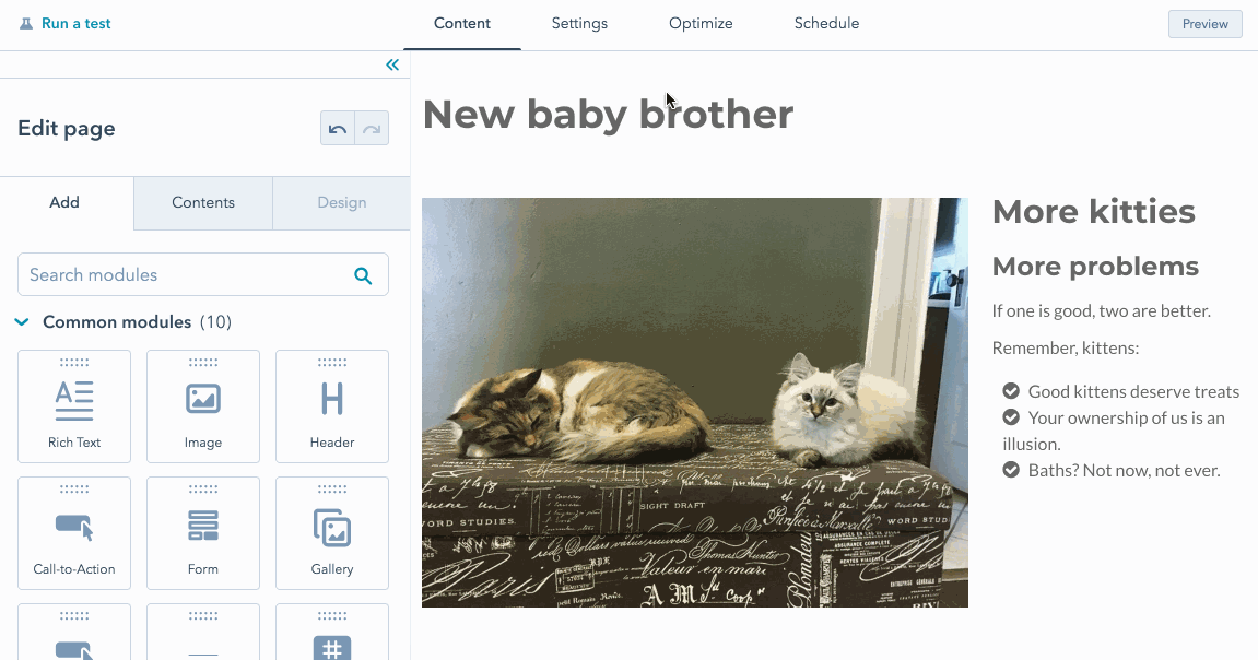 Hubspot cms flexible columns add module