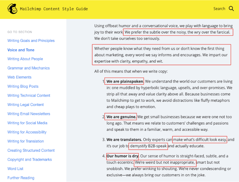 mailchimp tone of voice